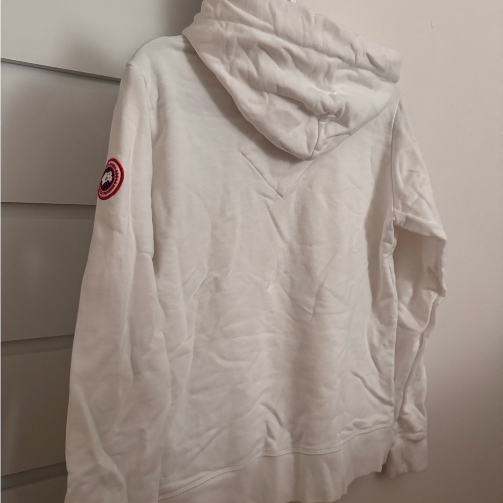 Canada Goose Cream Hoodie with Red Logo Patch - Picture 4 of 5